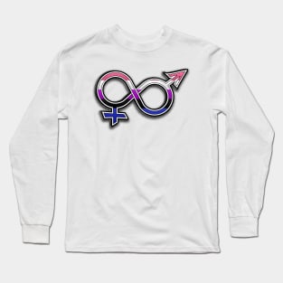 Halftone Gender Fluid Pride Symbol with Flag Background Long Sleeve T-Shirt